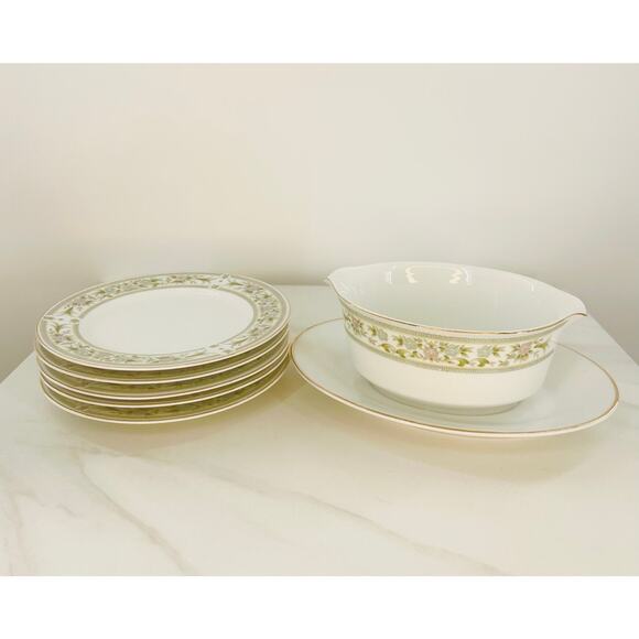 Arcadia by EMPRESS Japan Gravy Boat Attached Underplate, Bread & Butter Plates,5 - Picture 2 of 15